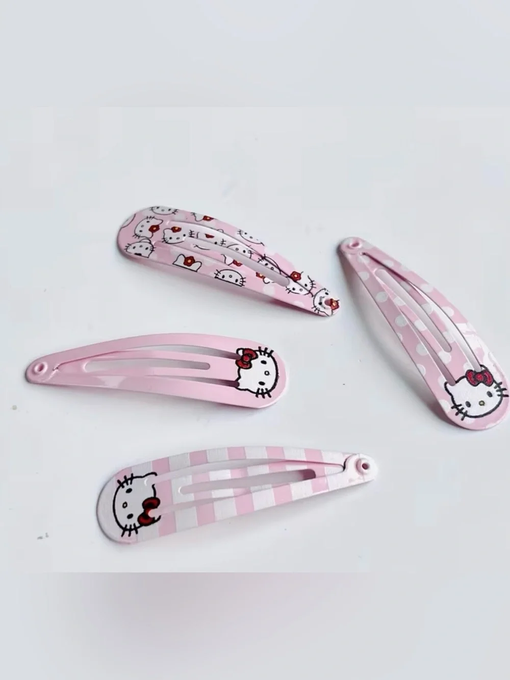 NWT-Sanrio Hello Kitty 4-Piece Pink Print Metal Hair Pins Set